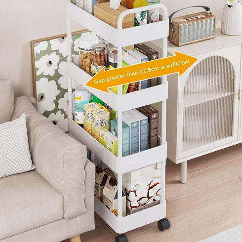 D-GROEE 3/4 Tier Rolling Cart with Drawer, Movable Metal Utility Cart on Wheels, Easy Assembly Multifunctional Storage
