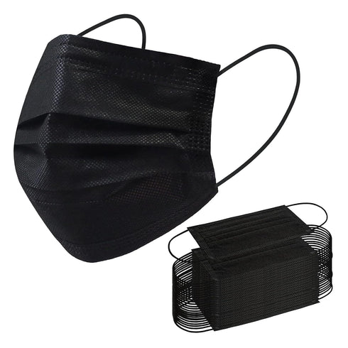 100 3 Borje Disposable Face Mask, PCS Black Masks, Ply Protection Face Masks