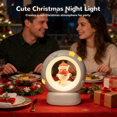 Dimmable AVEKI Snowman Night Light, Cute Christmas Snowman Lights Gifts for Kids Boys Girls, Bedside Touch Lamp