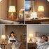 W51TL05 Small Tripod Table Lamp, Modern Nightstand Lamp with Fabric Shade, Boho Bedside Wood Desk Light for Bedroom