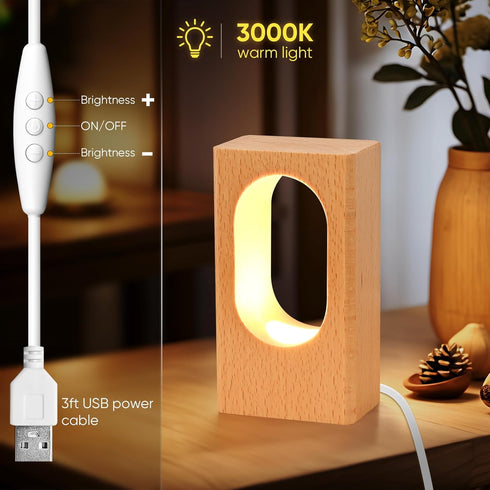 YIEONSHION Dimmable LED Wood Desk Lamp, Bedside Night Light for Bedroom, Creative Wooden Table Lamp, Warm Ambient