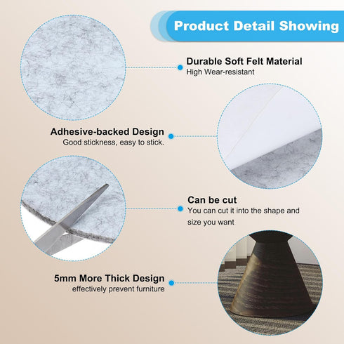 10" 4 Pack 1/5" PATIKIL Diameter Felt Furniture Pads, Thick Lamp Base Felt Round Soft Adhesive Non-Slip Anti-Scratch