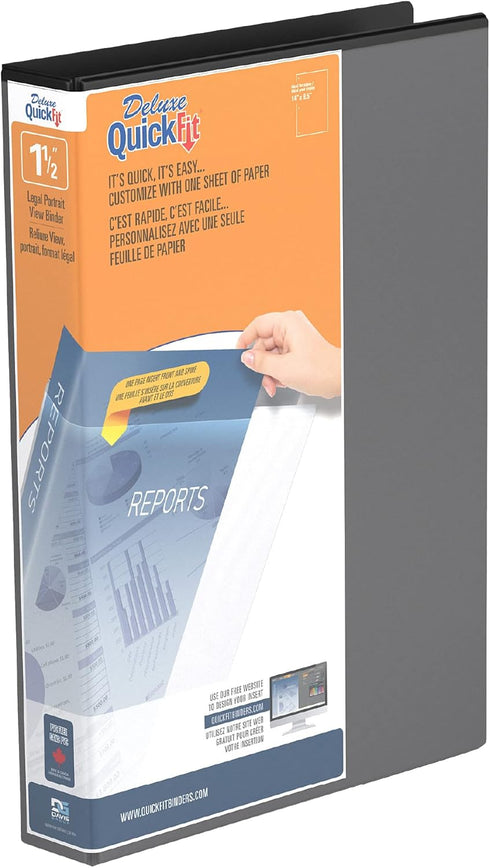 Heavy-Duty Portrait Legal View 3-Ring Binder, Angle D Ring, 14 Inches by 8 1/2 Inches, Black, 1.5 Inch (95021P)