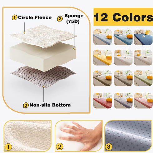 Custom Window Seat Cushions Indoor,Anti-cat Scratch Circle Fleece Bench Cushions for Indoor Furniture,Waterproof Bay