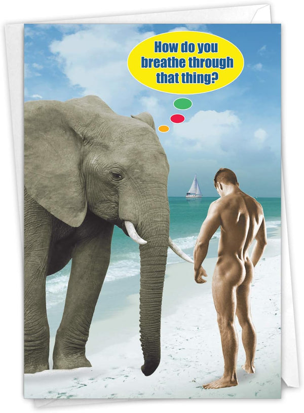 NobleWorks -1 Funny Birthday Card for Men - Inappropriate Humor, Hilarious Birthdays, Breathe Through that Thing 9982