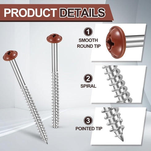 Jetec 24 3 Inch Pcs Vinyl Shutter Fasteners Painted Screws for Vinyl Shutters Metal Carbon Steel Screws for Outside
