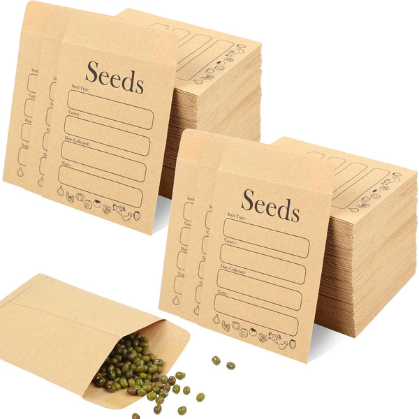 Joyberg 156 PCS Seed Envelopes - 3.15”x 4.72” Kraft Seed Saving Envelopes, Self Sealing Mini Envelopes for Seed