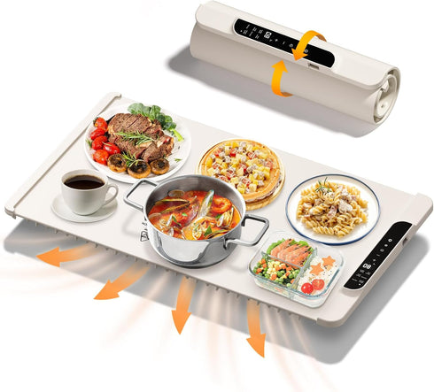 Food Warming Mat, 26'' x 15'' Electric Silicone Warming Tray with 11-Temp