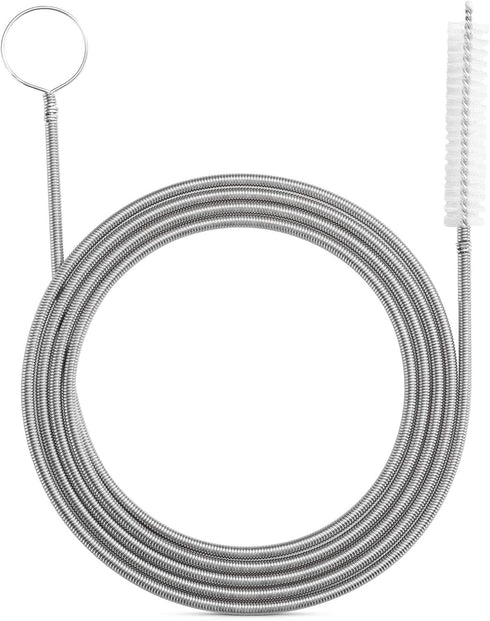 Extra-Thick 61-Inch Drain Brush, Stronger Spring Stainless Steel and Nylon Pipe Cleaner for Flexible, Curved & Slim