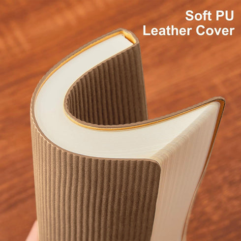 Lined Journal Notebook for Women Men, 216 Pages A5 Leather Cover Aesthetic Journal, 100 GSM Thick Paper, Khaki