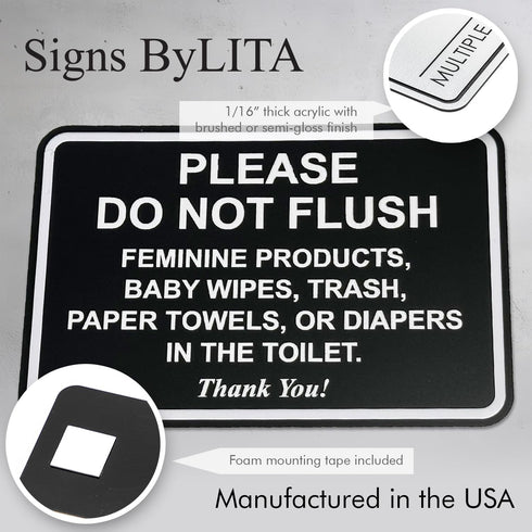 All Quality 5" 7" 5 Pack Classic Framed Please Do Not Flush Thank You Bathroom Etiquette Sign - x (Red)