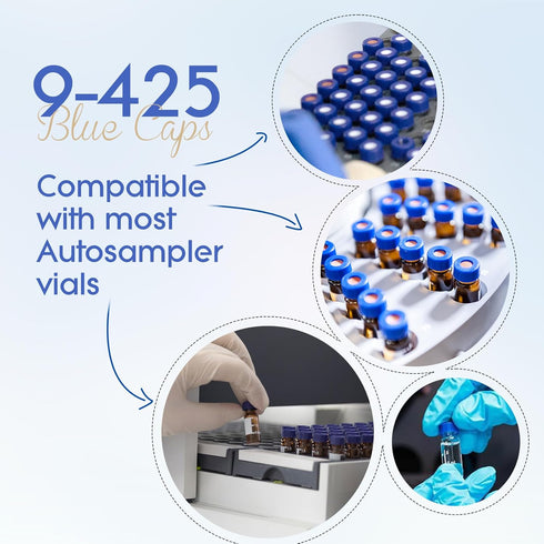 ALWSCI 9-425 HPLC Screw Thread Caps with Septa, 100 pcs/pk, White PTFE/Red Silicone