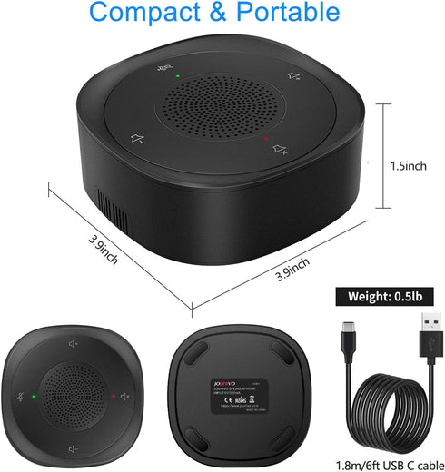 USB Speakerphone Microphone, Conference Omnidirectional Computer Mic with 360º Voice Pickup, Touch-Sensor Buttons for