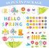 Konsait Spring Bulletin Board Decorations, 68Pcs Set, Big Umbrella Flowers, Waterdrop Cutouts for Classroom