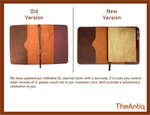 TheAntiq Leather Journal Cover, XL Journal Cover, 7.5in x 9.75in, Genuine Handmade Leather Case for Planners