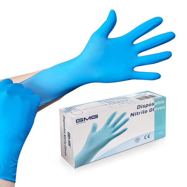 GMG SINCE1988 Disposable Nitrile Gloves, Powder-Free, Latex-Free Safety Gloves for Cleaning & Food Handling (Small, 100