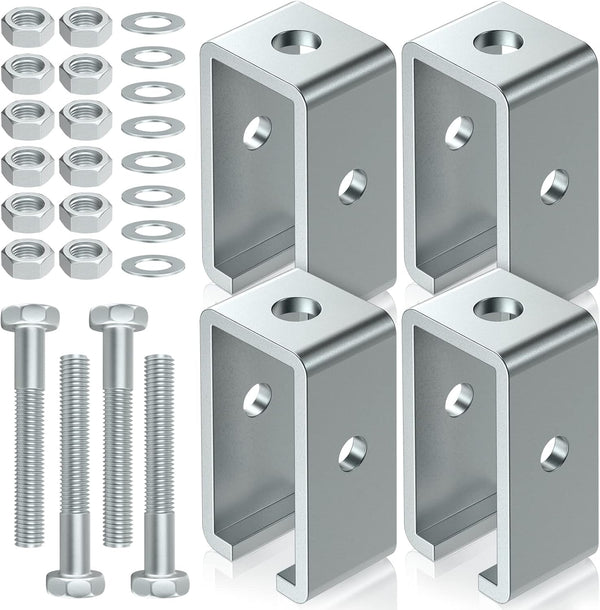 4 Pack Channel Trolley Track Support Hanger Bracket for 1-5/8" Strut Channel, Heavy-Duty Steel Support Bracket
