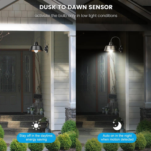 Motion Sensor Light Bulbs, 13W(100W Equivalent), A19 E26, 5000K Cool White, Dusk to Dawn Sensor, 4 Pack
