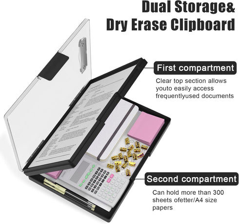 Hongri 8.5 x 11 Clipboard with Storage, Heavy Duty Folder Nursing Clipboards with Dual Compartment Storage Box for