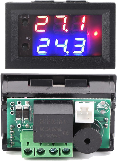 DC 12V Digital Display Temperature Controller Programmable Adjustable Thermostat Control Switch with NTC Sensor