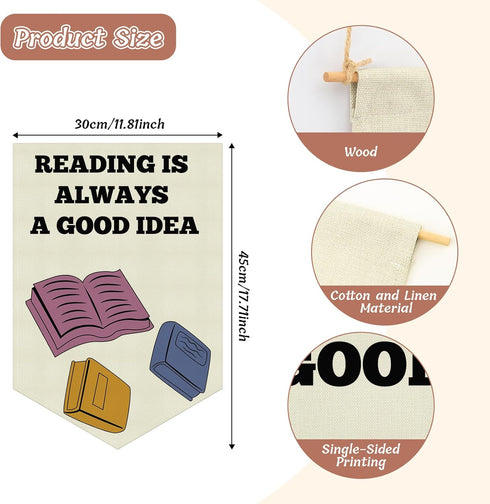 Reading Corner Wall Decor for Kid Classroom Kids Room Wall Hanging Banner Flag for Classroom Banner Reading Room