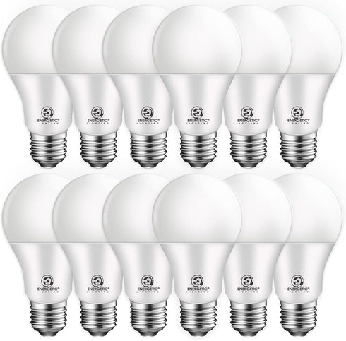 E ENERGETIC LIGHTING Dimmable Light Bulbs, 60W Equivalent, 3000K Warm White, E26 Base, 8.5W, 800 Lumens, 12 Pack