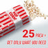 Retro Popcorn Bags 25 Pack, Grease Resistant Single Serving 1oz Paper Sleeves in Nostalgic Red/White Design