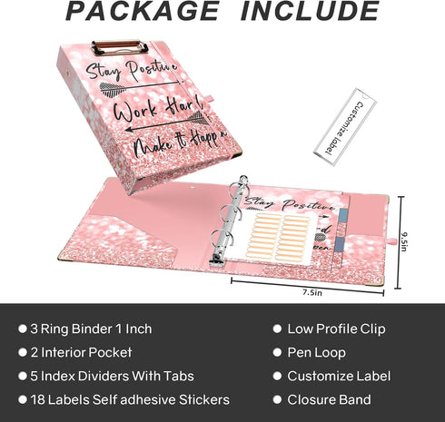Small A5 3 Ring Binder, 1 Inch for 5.5" x 8.5" Paper, with 5-Tab Dividers, Mini Binders for School Office Supplies,