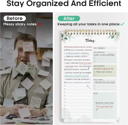 To Do List Pad, 52 Sheets Undated Daily Planner Notebook for Work, Suitable for Office, Home, School - Nature