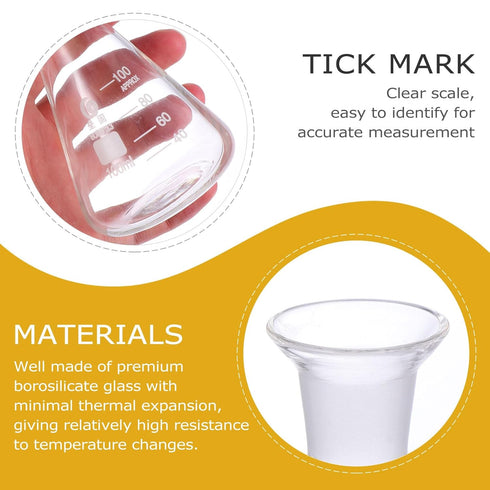 Mipcase 1pc Flask Science Beakers, Narrow Mouth Erlenmeyer Laboratory Graduated Cylinder Lab Equipment