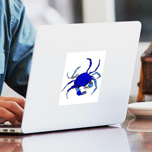 CafePress Vibrant Blue Crab Bumper Sticker - Square Car Decal