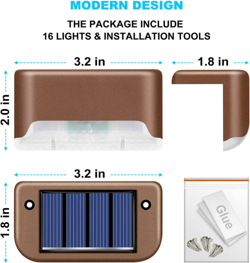 DenicMic Solar Deck Lights Outdoor, 3 Pack Waterproof LED Solar Lights for Decks, Railing, Stairs, Color Changing