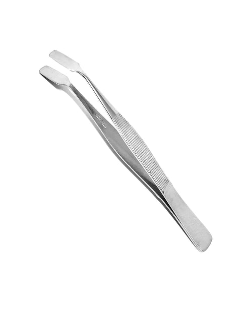 Scientific Labwares Cover Glass Forceps with Offset Broad Blades, Stainless Steel, Bent, 4.5"