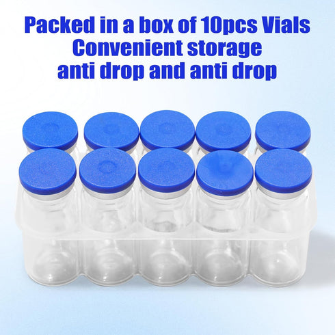 otwooi 2ml Sealed Empty Vials for Injection, Transparent Glass Vials with Self-Healing Injection Port, 10pcs