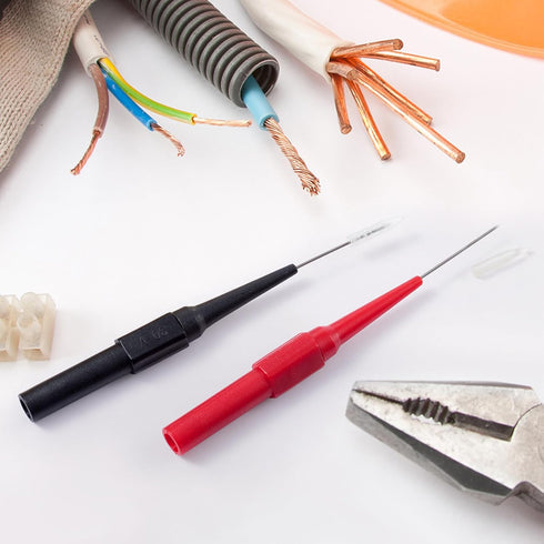 OIIKI 2Pcs 0.7mm Test Probe Pins, Non-Destructive Insulation Wire Piercing Needle, Black & Red