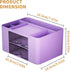 Marbrasse Pen Organizer, Multi-Functional Pencil Holder with 2 Drawers, 5 Compartments for Office Art Supplies (Purple)