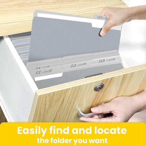 SUNEE Letter Size File Folders, 100 Pack Gray Manilla Folders 8.5 x 11 with 1/3-Cut Tabs for Office Home School