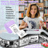 Mini Thermal Printer Inkless Sticker Printer with 14 Rolls Paper, Bluetooth Portable for iPhone/Android, Purple
