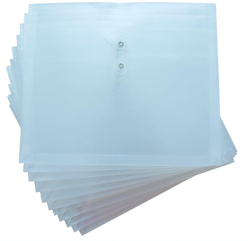 School Smart Expanding Poly String Envelopes, Letter Size, Clear, Side Load, Pack of 12