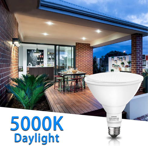 Par38 LED Flood Lights Outdoor Bulb 2 Pack, Dimmable 5000K Daylight 1800LM, 20W Replace up to 200W, Outdoor Flood Light