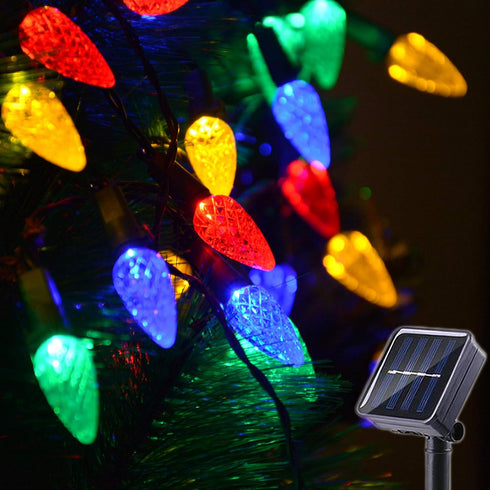 Huacenmy Solar Christmas Lights Outdoor C6 Strawberry String Lights, LED Christmas Fairy Lights