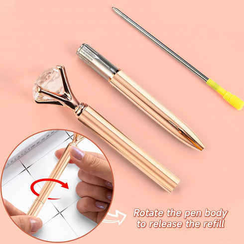 Cute 6 Pcs Rose Gold Metal Ballpoint Pens, 1.0mm Medium Point Black Ink, Office and School Supplies Gifts for Women