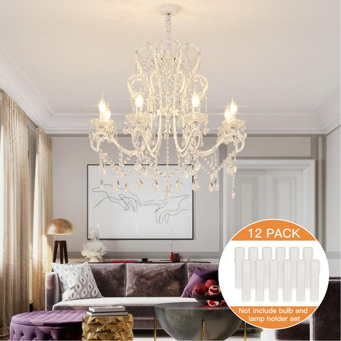 Helunsi 4 inch 12 Pack E12 4'' Chandelier Candle Sleeves, White Plastic Candle Light Socket Cover, DIY Slip Over Base