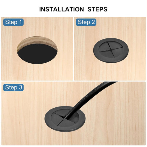 uxcell 6 Pcs Cable Cord Grommet, 1-1/8 Inch Desk Grommet, Flexible Rubber Wire Hole Cover Black