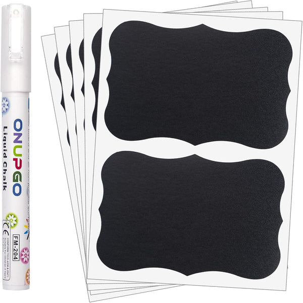 ONUPGO Large Chalkboard Labels (20 Pack), 4 x 6 Reusable Waterproof Stickers for Jars, Parties, Craft Rooms