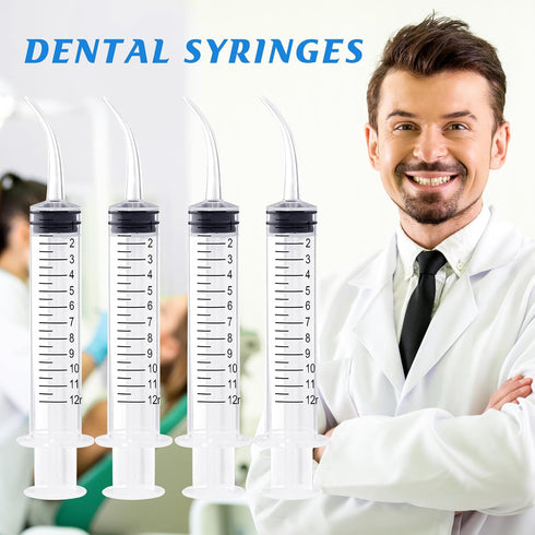 Wisdom Teeth Syringe, 12ml Dental Syringe with Curved Tip & Measurement, Sterile Individually Packaged for Oral Dental