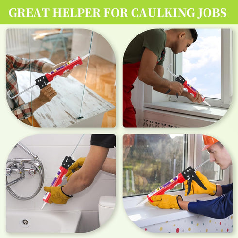 Drip-Free Caulking Gun Applicator, 15:1 Thrust Ratio, Lightweight Nylon Frame for 10oz/300ml Caulk Tubes