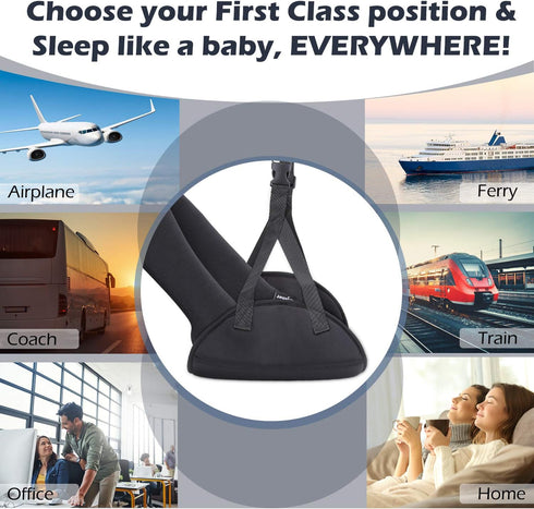 Upgraded Airplane Foot Rest (Premium Memory Foam) - Thickened Super-Size Foot Hammock for Long Flight Travel Essentials