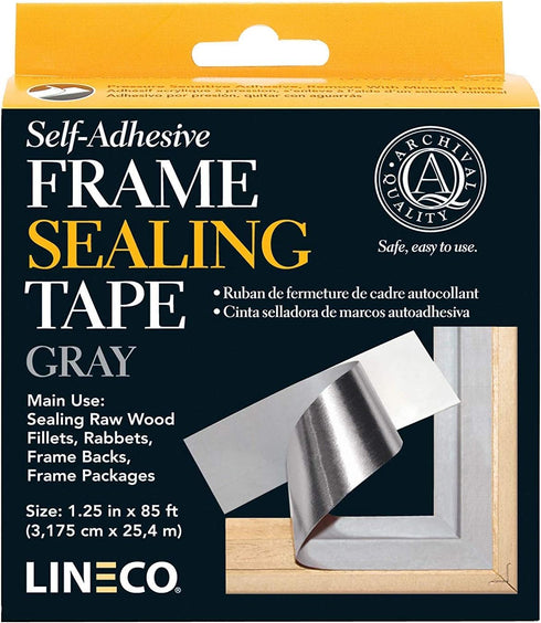 Lineco Archival Self-Adhesive Frame Sealing Tape, Acid-Free, Non-yellowing, Gray, 1.25 Inch x 85 Feet, Pack of 1