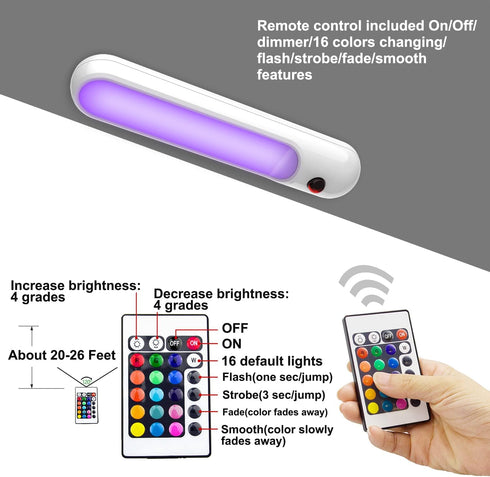 BIGLIGHT 16 Closet Counter Wireless Battery Operated LED Table Top Night Light, Touch, Push Light, Remote Controlled